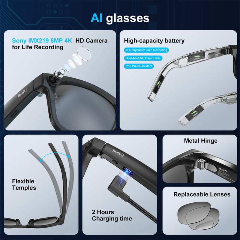 IMIKI Ai Smart Glasses 4K 800W - Smart Glasses Lens 评论和价格