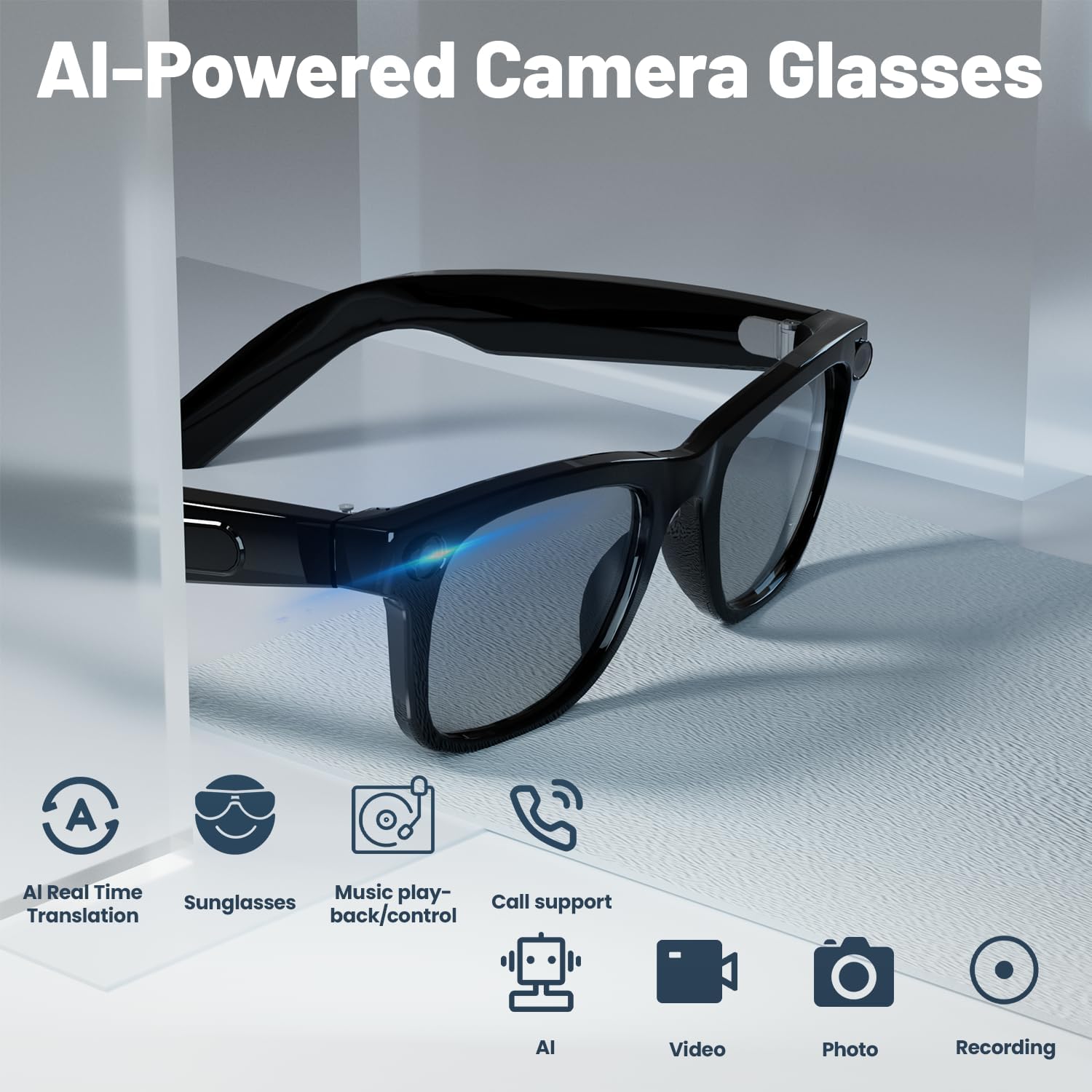 8MP AI Smart Glasses: 1080P Vi - Smart Glasses Lens 评论和价格