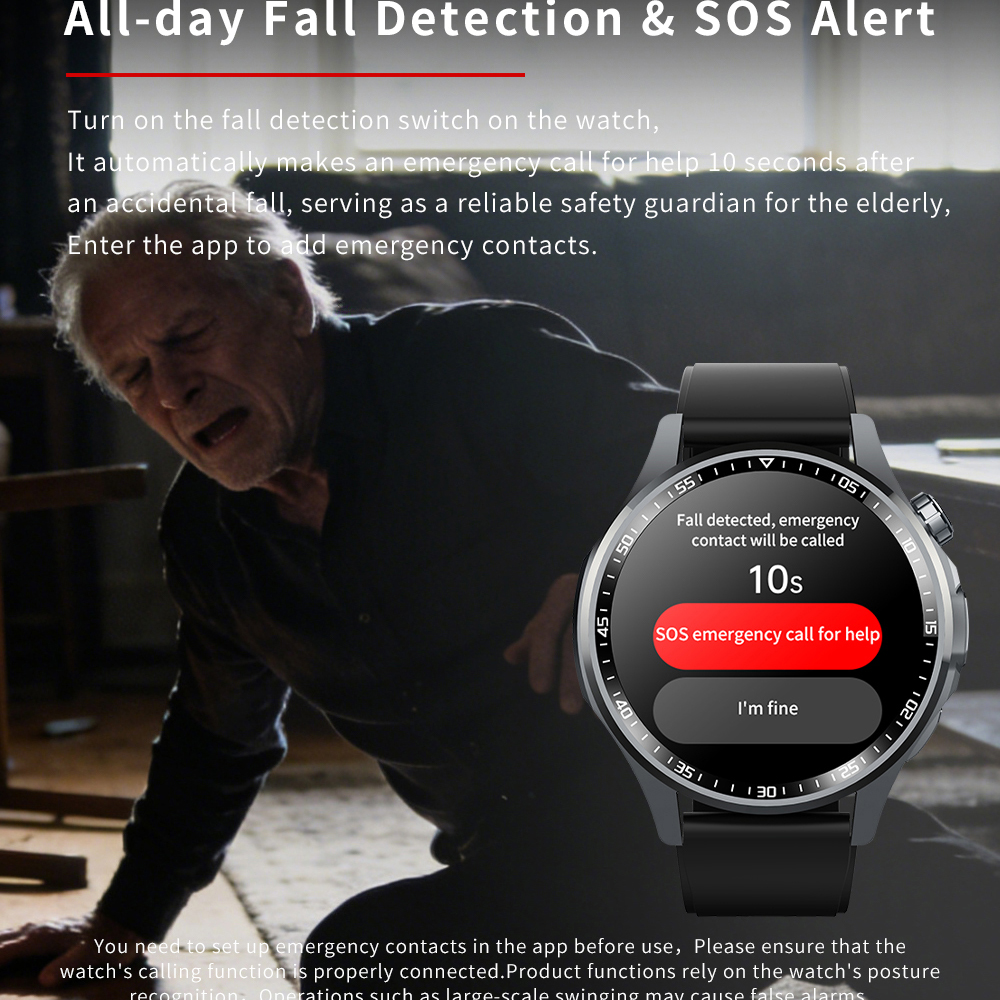 Men Smart Watch All Day Fall D - Fall Detection Watch 评论和价格